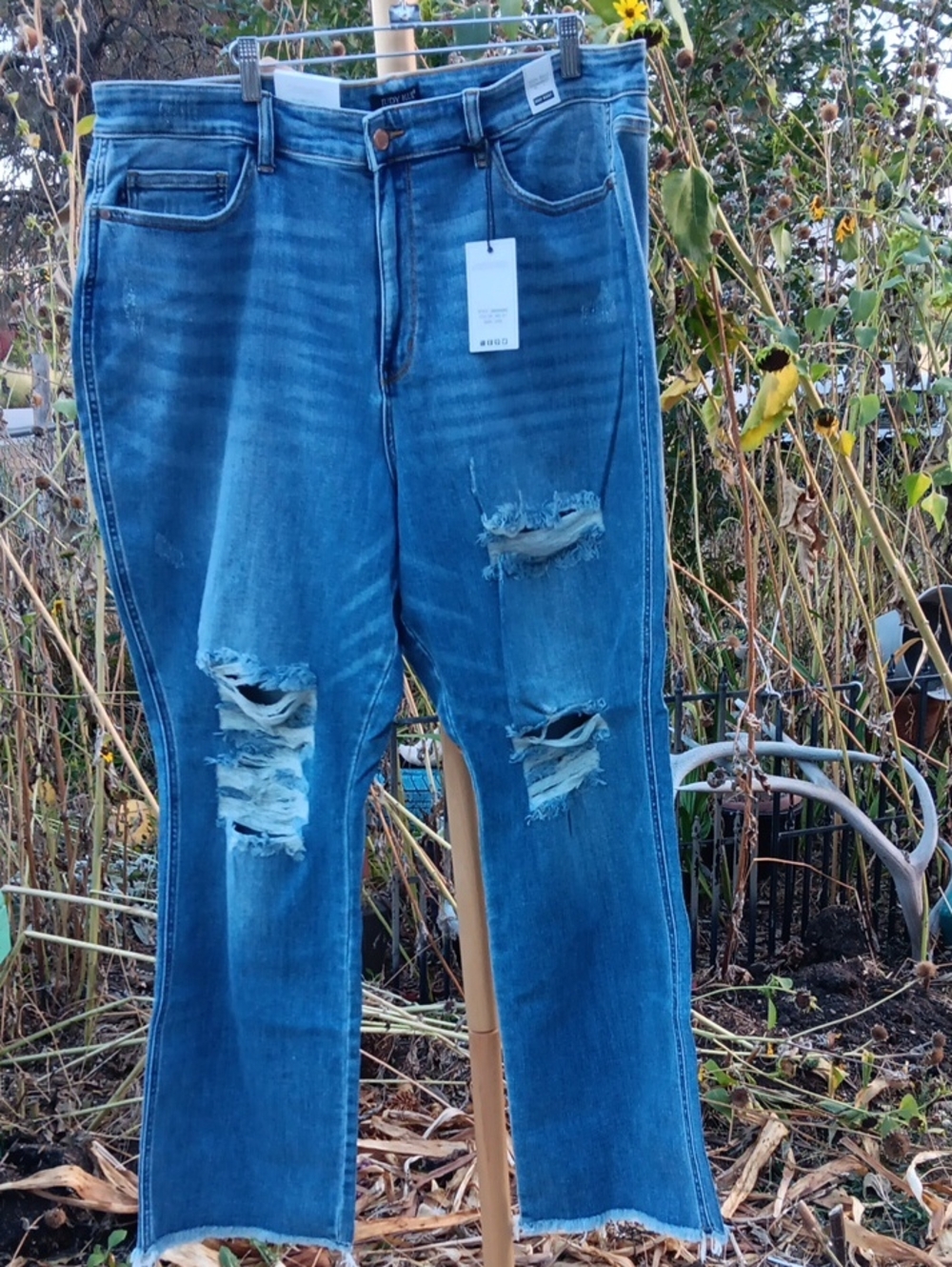 Judy Blue Medium Blue Distressed Flare Jeans